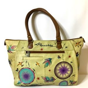 Anuschka Soft Leather Handpainted Dreamcatcher Shoulder Bag